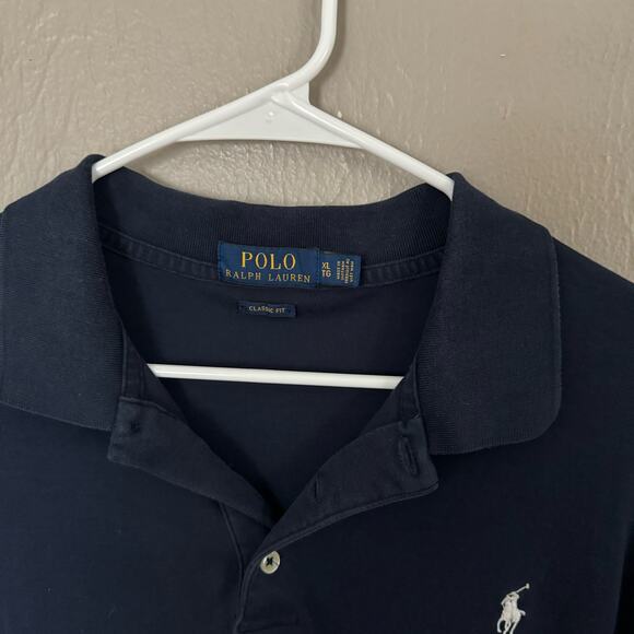 POLO Ralph Lauren Navy Blue Polo Button Up Short Sleeve Size XL standard cut - Picture 4 of 6